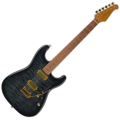 Guitarra Seizi Vintage Ronin Plus Quilted Black Gold com Captadores Seizi Jutsu Alnico V HH Ponte Flutuante 2 Pivôs e Bag 10361136