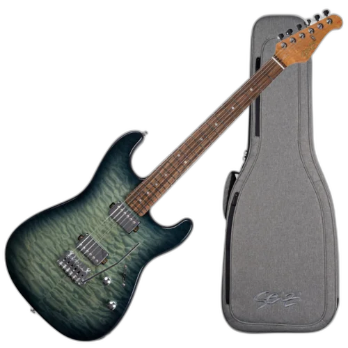 Guitarra Seizi Vintage Ronin Plus Quilted Blue com Captadores Seizi Jutsu Alnico V HH Ponte Flutuante 2 Pivôs e Bag 10360727