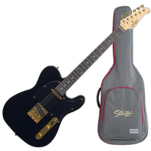 Guitarra Seizi Vintage Saitama TL Black Gold com Captadores Seizi Jutsu Alnico V SS Ponte Vintage e Bag 10360759