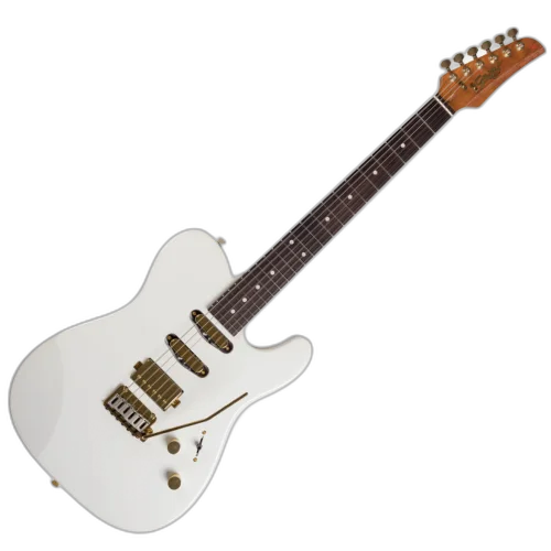 Guitarra Seizi Katana Sakura Pearl White Gold RW com Captadores Seizi Jutsu Alnico V HSS Ponte Flutuante 2 Pivôs e Bag 10361247