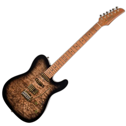 Guitarra Seizi Katana Sakura HSS Quilted Black com Captadores Seizi Jutsu Alnico V Ponte Flutuante 2 Pivôs e Bag 10361197