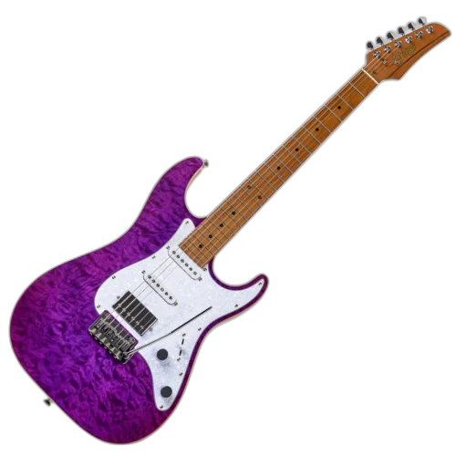 Guitarra Seizi Katana Musashi Plus Amethyst Purple com Captadores Seizi Jutsu Alnico V HSS Ponte Flutuante 2 Pivôs e Bag 10361248