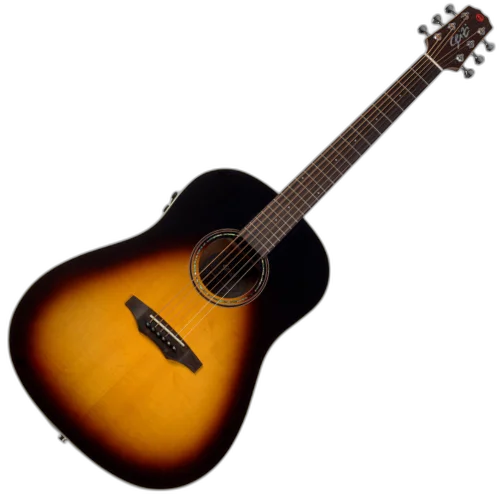 Violão Eletroacústico Seizi Supreme Mirai Plus Okami Vintage Sunburst com Tampo Spruce Sólido Pré Mirai Plus com Efeitos Afinador Recarregável e Bag Armor 10360920