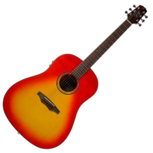 Violão Eletroacústico Seizi Supreme Mirai Plus Okami Cherry Burst com Tampo Spruce Sólido Pré Mirai Plus com Efeitos Afinador Recarregável e Bag Armor 10360921