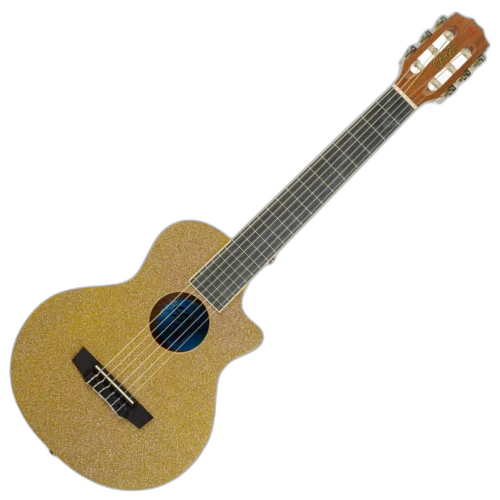Violão Acústico Seizi Fun Panda Nylon Desert Gold Sparkle com Cordas de Nylon, Madeira Sapele Laminado e Bag 10360966