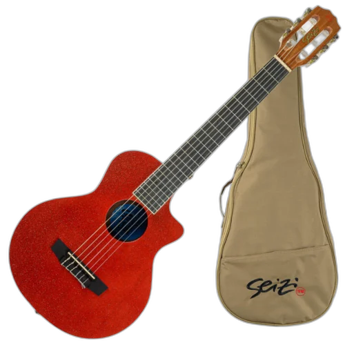Violão Acústico Seizi Fun Panda Nylon Lava Red Sparkle com Madeira Sapele Laminado e Bag 10360962