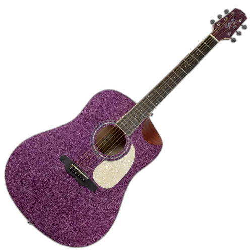 Violão Eletroacústico Seizi Akira Kaizen Purple Sparkle com Captador Seizi Kaizen Recarregável Aço Madeira Mahogany Laminado e Bag 10361031