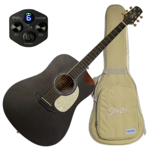 Violão Eletroacústico Seizi Akira Kaizen Space Grey Marcelo Carvalho com Captador Seizi Kaizen Recarregável Aço Madeira Mahogany Laminado e Bag 10361033
