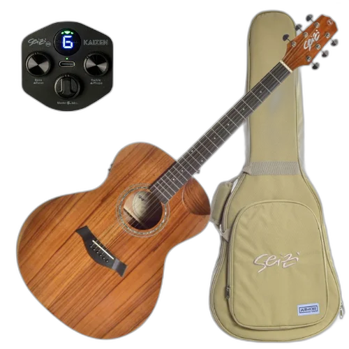 Violão Eletroacústico Seizi Nagoya Kaizen Koa com Captador Seizi Kaizen Recarregável Cordas de Aço Madeira Koa Laminado e Bag 10360628