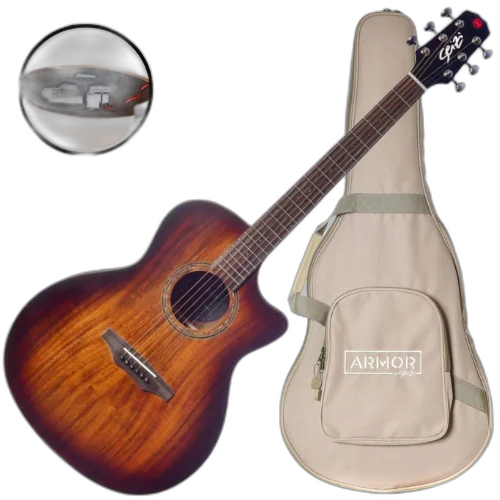 Violão Eletroacústico Seizi Supreme Ryu Cutaway Koa Burst com Tampo Koa Sólido Pré Fishman Sonitone e Bag Armor 10360436