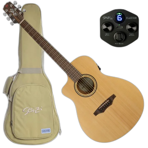 Violão Eletroacústico Canhoto Seizi Zen Cutaway Kaizen Spruce Natural com Captador Seizi Kaizen Recarregável Cordas de Aço Madeira Mahogany Laminado e Bag 10361112