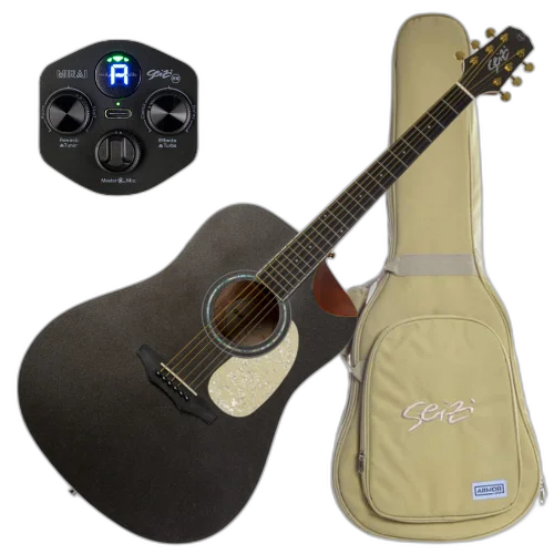 Violão Eletroacústico Seizi Akira Mirai Space Grey Marcelo Carvalho com Captador Seizi Mirai Cordas de Aço Madeira Mahogany Laminado e Bag 10361032