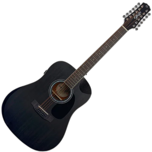 Violão Eletroacústico Seizi Neo Akira Half Cutaway Mirai 12 Open Pore Black com Captador Seizi Mirai Cordas de Aço Madeira Mogno Laminado e Bag 10360771