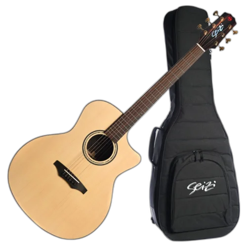 Violão Acústico Seizi Supreme All Solid Ryu Cutaway Spruce Natural com Cordas de Aço Madeira Rosewood Sólido e Bag  10360694