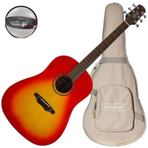 Violão Eletroacústico Seizi Supreme Okami Cherry Burst com Tampo Spruce Sólido Pré Fishman Sonitone e Bag Armor 10361101