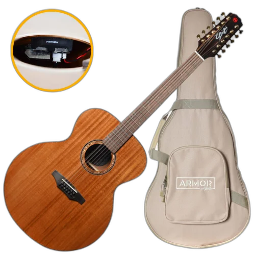 Violão Eletroacústico Seizi Supreme Godzilla 12 Cordas Gold Mahogany Gloss com Captador Fishman Sonitone Cordas de Aço Madeira Mogno Laminado e Bag 10360707