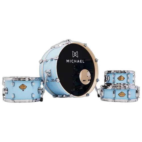 Bateria Michael Legacy Slim DML410 20" Vintage Blue Shell Pack com Air Float System Pés Telescópicos e Automático Trava