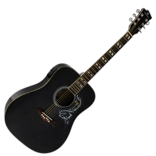 Violão Eletroacústico Michael Galaxy VM925DT BK Black com Tampo Spruce Pré Michael 4 Bandas Tarraxas Douradas Encordoamento Aço