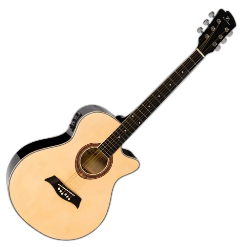 Violão Eletroacústico Michael Mini Jumbo VMA320 NA (Natural) com Tampo Linden Pré Michael 3 Bandas Tarraxas com Borboletas Filete Múltiplo ABS e Encordoamento Aço