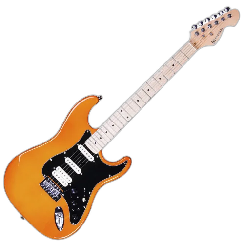 Guitarra Michael Rocker GMS250 AM Amber com Corpo Basswood Braço Maple Canadense e Captadores SSH com Efeitos Integrados