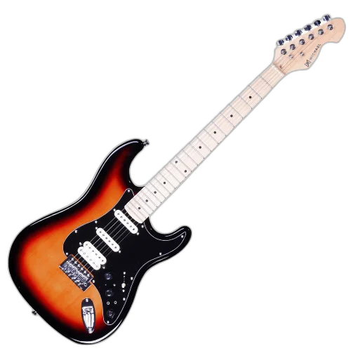 Guitarra Michael Rocker GMS250 SK Sunburst Black com Corpo Basswood Braço Maple Canadense e Captadores SSH com Efeitos Integrados