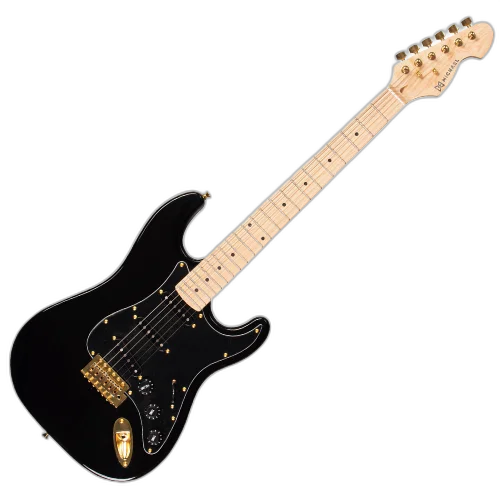 Guitarra Michael GMS425 ST Royale ABK All Black com Corpo Basswood Braço Maple e Captadores Michael Velvet Alnico Single Coil SSS