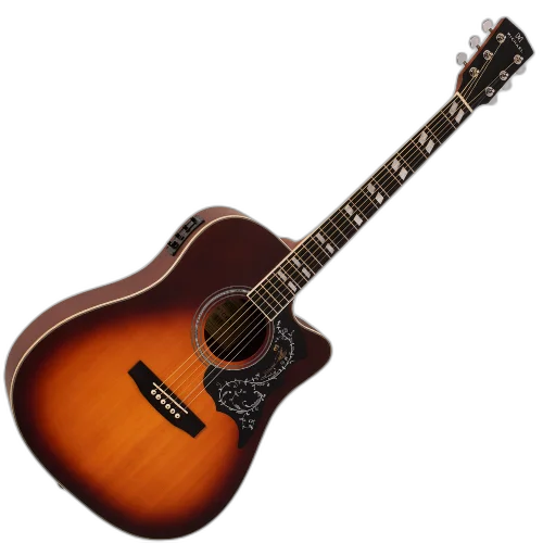 Violão Eletroacústico Michael Folk Freebird VMF420 SS (Sunburst Satin) com Tampo Spruce Pré Michael SE-41 Tarraxas Die Cast Encordoamento Aço e Acabamento Acetinado