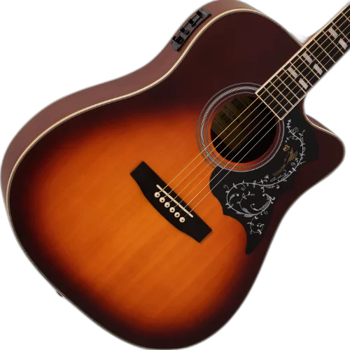 Violão Eletroacústico Michael Folk Freebird VMF420 SS (Sunburst Satin) com Tampo Spruce Pré Michael SE-41 Tarraxas Die Cast Encordoamento Aço e Acabamento Acetinado