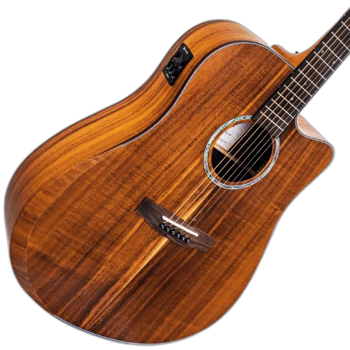 Violão Eletroacústico Michael Imperial Top Solid VMI530 Folk Aço Cutaway Koa com Tampo Koa Sólido Equalizador Michael DUO Captação Dupla e Armrest Comfort