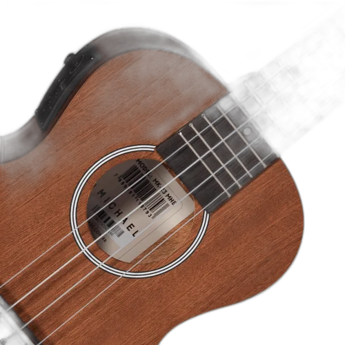 Ukulele Concert Eletroacústico Michael MK23 MHE Mahogany com Tampo Mahogany Fundo e Laterais Mahogany Escala Blackwood e Equalizador Michael