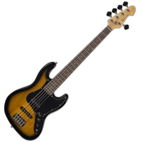 Contrabaixo Michael JB BMJ500 5 Cordas SK Sunburst Black com Corpo Basswood Captadores Single Coil e Tarraxas Cromadas