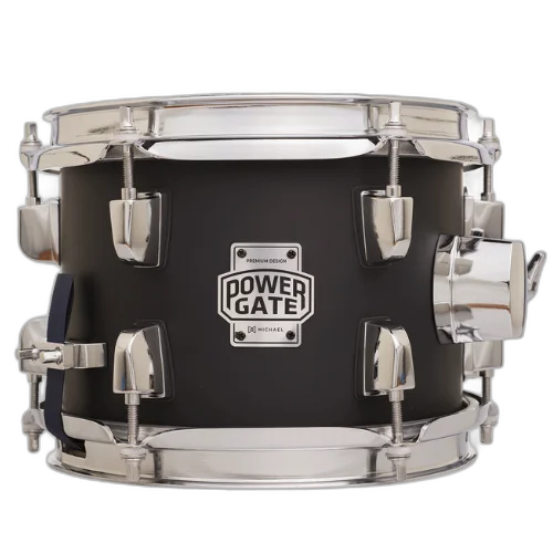 Caixa de Bateria Michael Powergate Stage PGS0806 JBK 8x6 Jet Black com Fuste Poplar Aros Power Hoop e Esteira 20 Fios