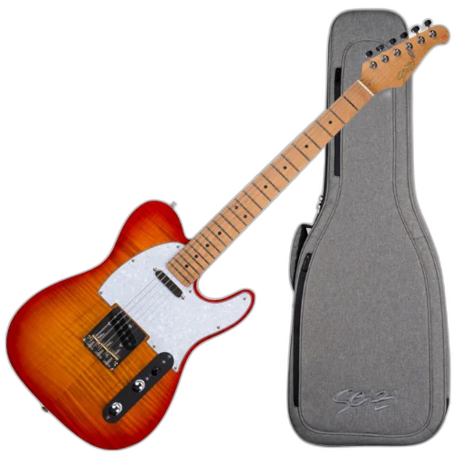 Guitarra Seizi Vintage Saitama Plus Flamed Cherry Burst com Corpo Basswood Captadores Seizi Jutsu ALNICO V HH e Ponte Wilkinson 10360715