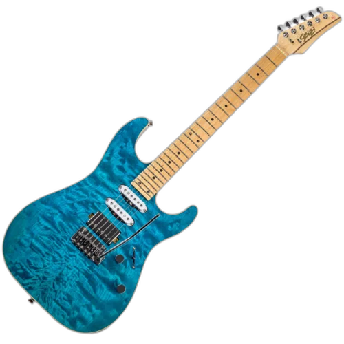 Guitarra Seizi Katana Hashira Ocean Blue com Corpo Quilted Maple sobre Mogno Captadores Seizi Jutsu ALNICO V HSS e Ponte Flutuante 10360735