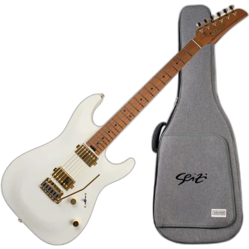 Guitarra Seizi Katana Aura HH White Storm com Corpo Mogno Captadores Seizi Jutsu Humbucker ALNICO V HH e Ponte Flutuante 2 Pivôs 10361196