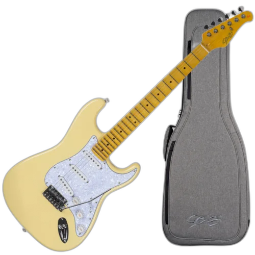 Guitarra Seizi Vintage Shinobi Ozielzinho Rising Sun SSS Cream com Corpo Basswood Captadores Seizi Jutsu ALNICO V SSS e Ponte Flutuante 10361141