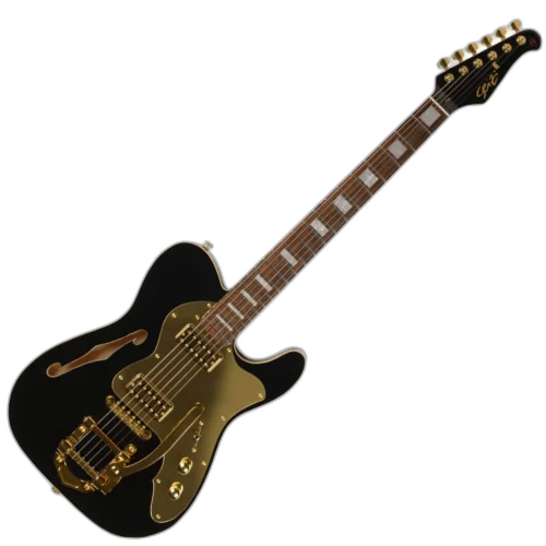 Guitarra Seizi Vintage Origami Black Gold Juliana Vieira com Corpo Basswood Captadores Seizi Jutsu Filtertron HH e Ponte Trêmolo Bigsby 10361134