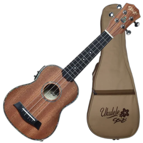 Ukulele Eletroacústico Seizi Maui Plus Soprano Sapele com Bag Nut e Rastilho em Osso Encordoamento Aquila e Detalhes em Abalone 10360223