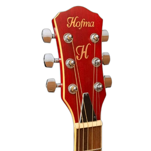 Violão Eletroacústico Hofma HMF240 STRD Folk com Tampo Sapele Maciço Pré-Amplificador Audisys Promix XR Equalizador 3 Bandas Afinador Integrado Acabamento Vermelho Brilhante