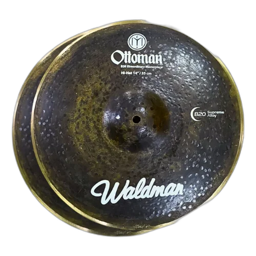Kit Pratos Bateria Waldman Ottoman Profissional 14" Hi-Hat + 16" Crash + 20" Ride Liga B20 com Bag Inclusa
