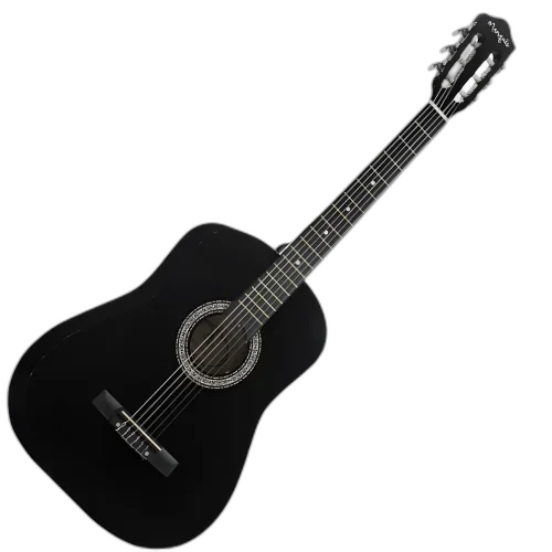Violão Acústico Marquês VN02 BK AC Preto com Tampo Pinho Branco e Braço Cedro