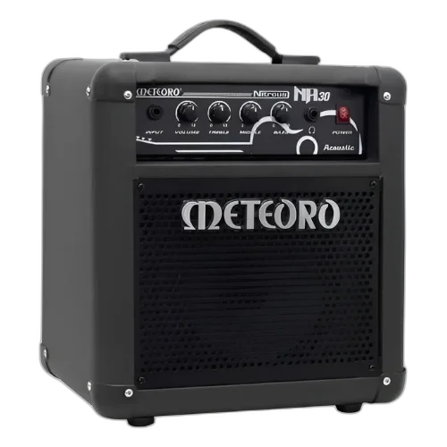Amplificador Meteoro Nitrous NA30 30W 8 Polegadas para Violão Eletroacústico com Falante 8" Tweeter Piezo Equalizador 3 Bandas Entrada Auxiliar e Saída de Fones para Prática e Apresentações