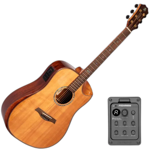 Violão Eletroacústico Aço Marquês VA-202 NT EQ Natural Brilho com Tampo Pinho Maciço Half Cutaway Folk Anatômico e Pré Fishman Presys+ 5 Bandas