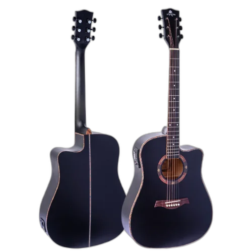 Violão Eletroacústico Aço Marquês VA-228 BKS EQ Preto Fosco com Corpo Folk Cutaway e Pré MET-A08 4 Bandas Afinador Microfone Interno