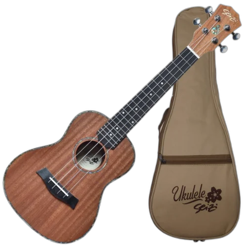 Ukulele Concerto Acústico Seizi Maui Plus Concert Sapele Nut e Rastilho em Osso Roseta em Abalone Friso em Abalone Encordoamento Aquila e Logo no Headstock e Bag 10360226