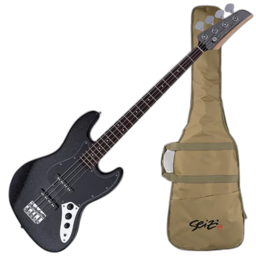 Contrabaixo Seizi Fun Jazu JB 4 Black Sparkle Captadores SS Chidori Ponte Vintage e Bag 10361152