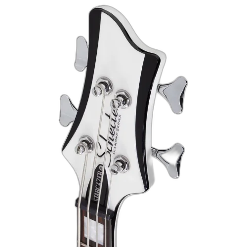 Contrabaixo Schecter Stargazer-4 Gloss White com Corpo em Mogno Braço em Maple Escala em Ébano com Captadores Schecter USA SuperRock Vintage Ponte Schecter com TonePros Roller Tune-O-Matic 681