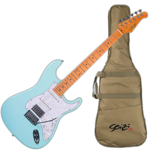 Guitarra Seizi Fun Vintage Budokan HSS Daphne Blue Captadores Chidori HSS Ponte Tremolo e Bag 10361261