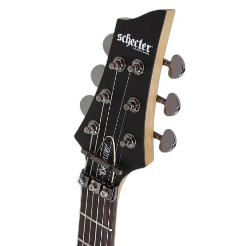 Guitarra Schecter Demon-6 FR S Aged Black Satin com Corpo em Basswood e Topo Esculpido Braço Maple Escala em Rosewood com Captador Ponte Schecter Diamond Active Sustainiac no Braço Floyd Rose Special 3669