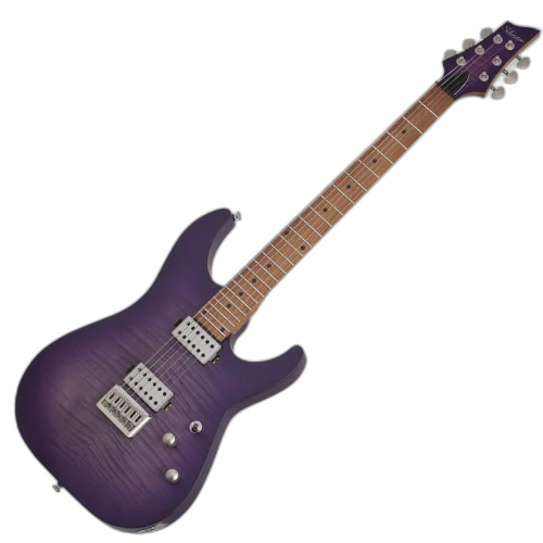 Guitarra Schecter C-1 Standard Plus Trans Purple Burst com Corpo em Basswood Braço Maple Bolt-on Perfil Thin Escala em Pau-Ferro com Captadores Schecter Diamond SuperRock HH Ponte TonePros Tune-O-Matic 3935